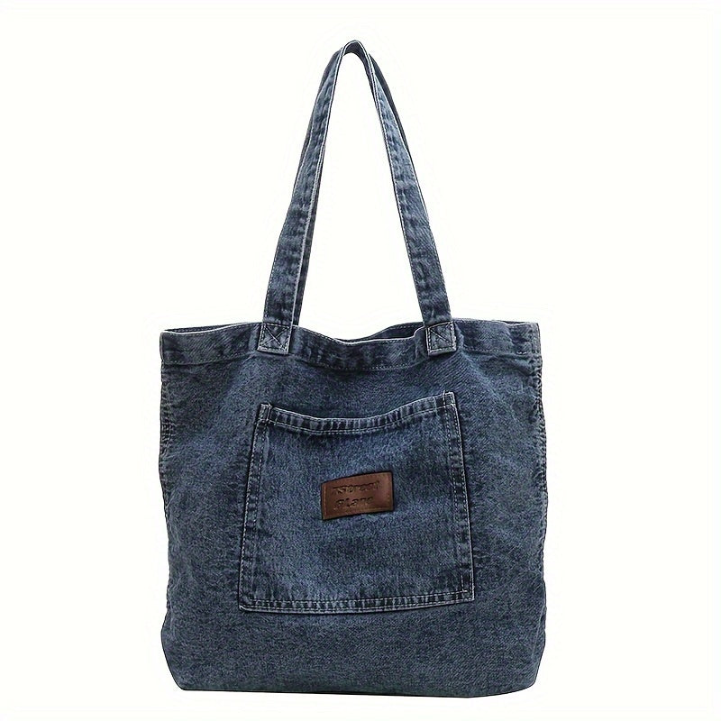 Canvas Tote Bag Large Capacity Denim Handbag For Daily Use
