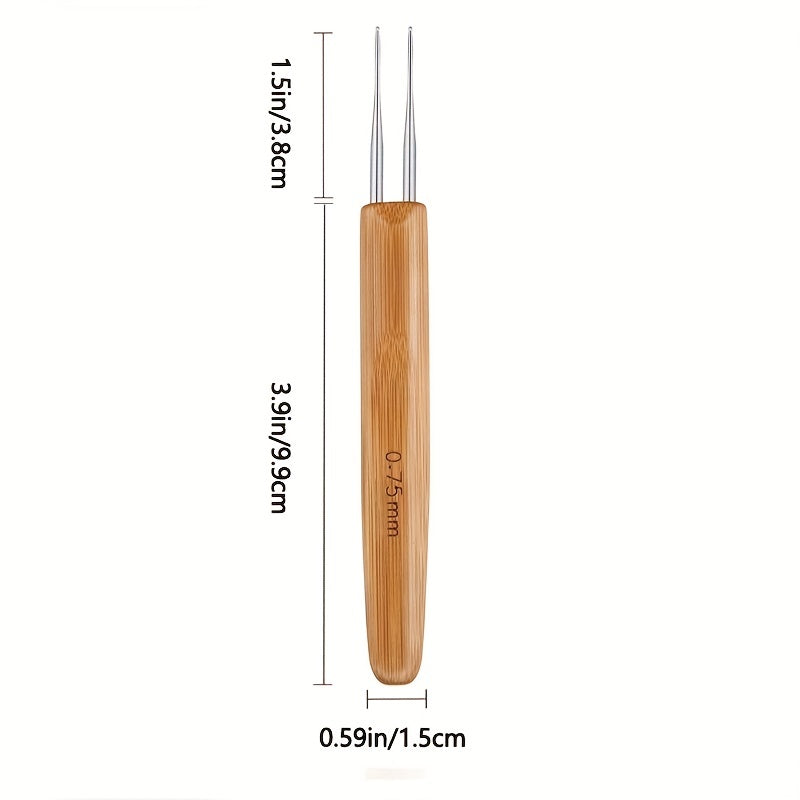 Bamboo Handle Dreadlock Crochet Needle Micro Hook