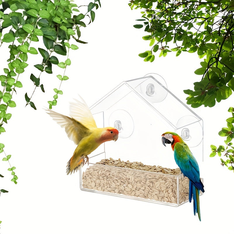Clear Plastic Window Bird Feeder with Suction Cups