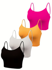 4-pack Sports Cami Tops Round Neck Sleeveless Women's Lingerie