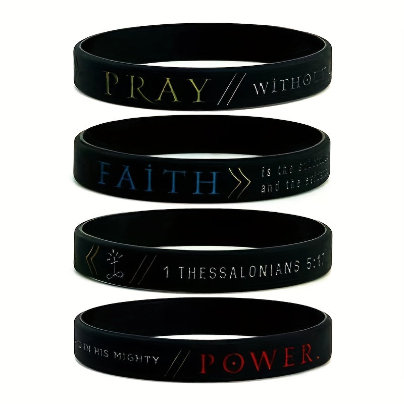 Faith Pray Power Silicone Bracelet - Inspirational Letter Pattern