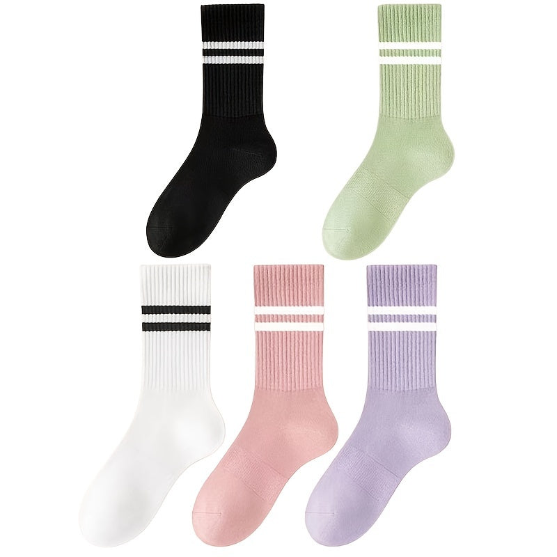 5 Pairs Anti-Skid Yoga Socks Mid-Tube Socks Grips for Pilates Ballet Barre
