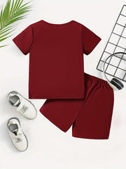 Boys Little Man Casual Outfit Round Neck T shirt & Shorts