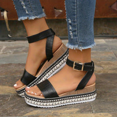 Women's Studded Platform Sandals Ankle Strap Espadrille Shoes