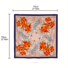 Flower Animal Print Bandana Shawl Satin Scarf Neckerchief Head Wrap