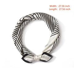 70cm Geometric Stripe Print Square Scarf Neckerchief Bandana Satin Head Scarf