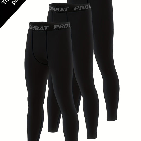 Men's Solid Compression Leggings for Running Training