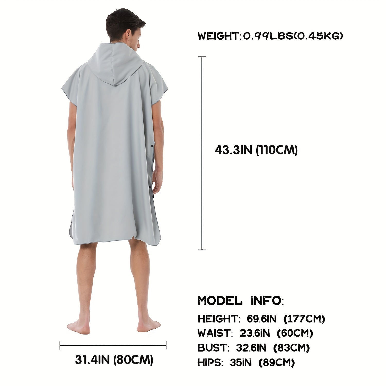 Fast Drying Hooded Towel for Surfing & Bathing Suede Wetsuit Changing Towel