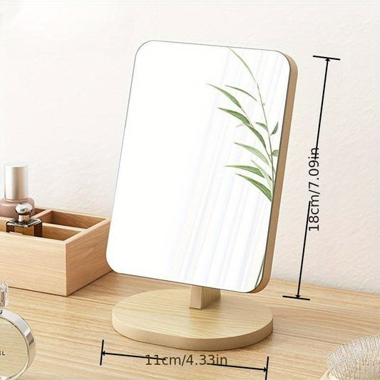 Wooden Vanity Mirror Rotating Makeup Mirror for Daily Makeup & Skincare