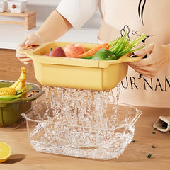Retractable Drain Basket for Kitchen Sink Double Layer with Drain Rack
