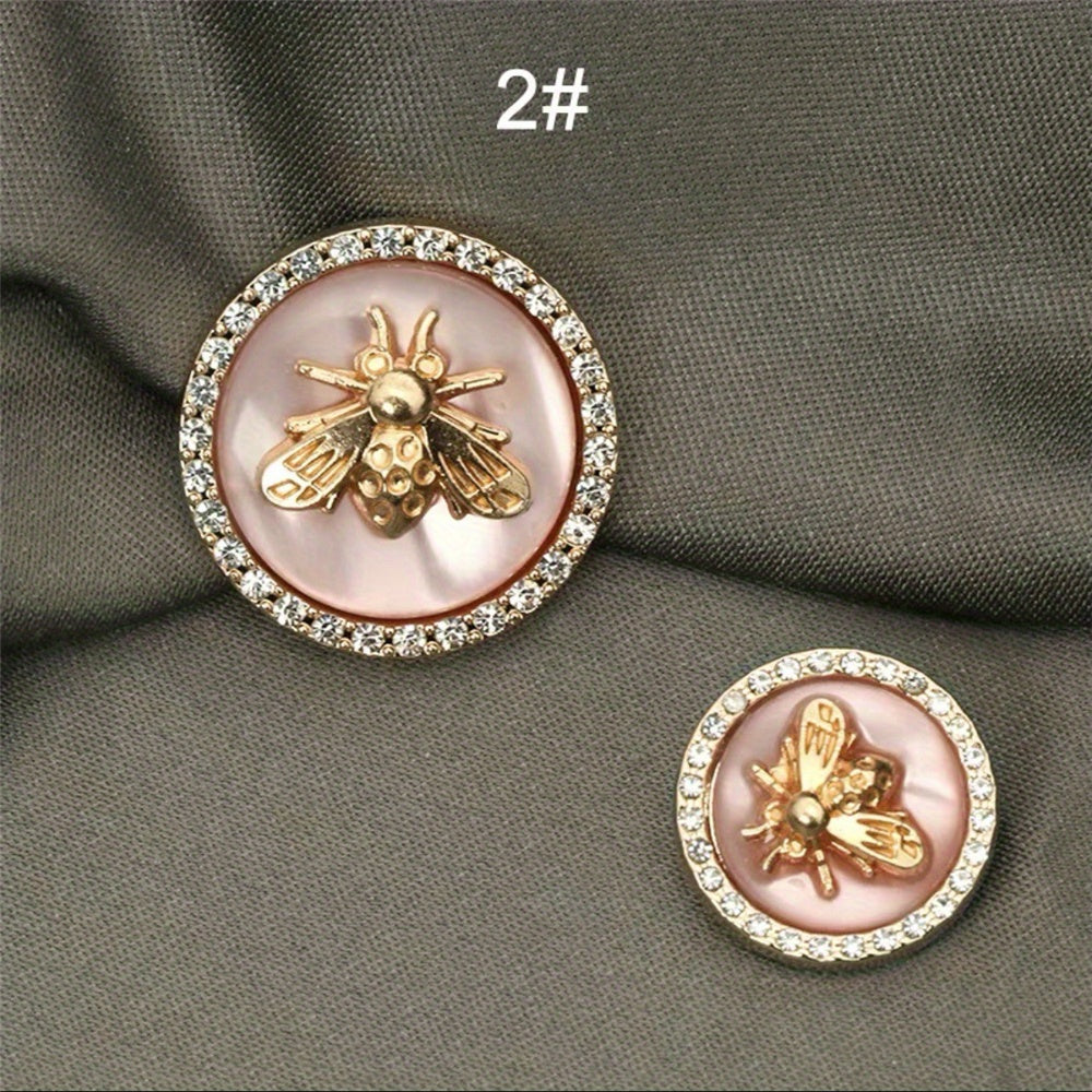 10pcs Bee Pattern Buttons Coat Rhinestones Sewing Accessories for Women