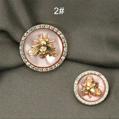10pcs Bee Pattern Buttons Coat Rhinestones Sewing Accessories for Women