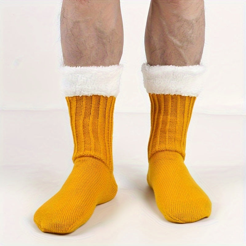 Men's Beer Shape Crew Socks Fleece Lined Casual Unisex Outdoor Winter Fall