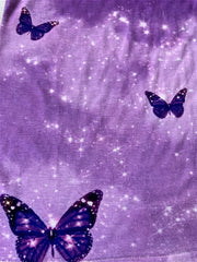 Purple Butterfly Graphic Princess Dress for Summer