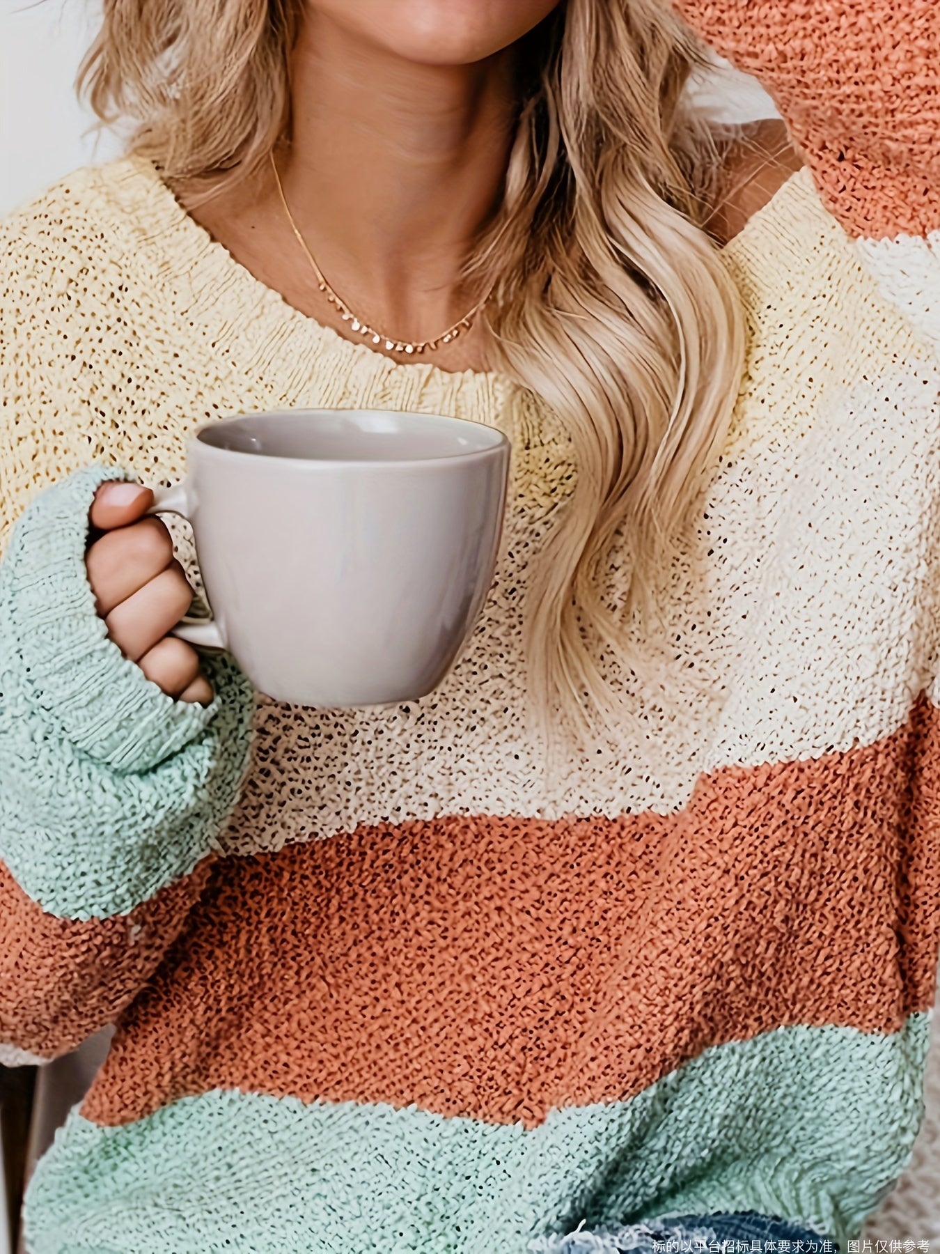 Colorblock Round Neck Oversized Sweater