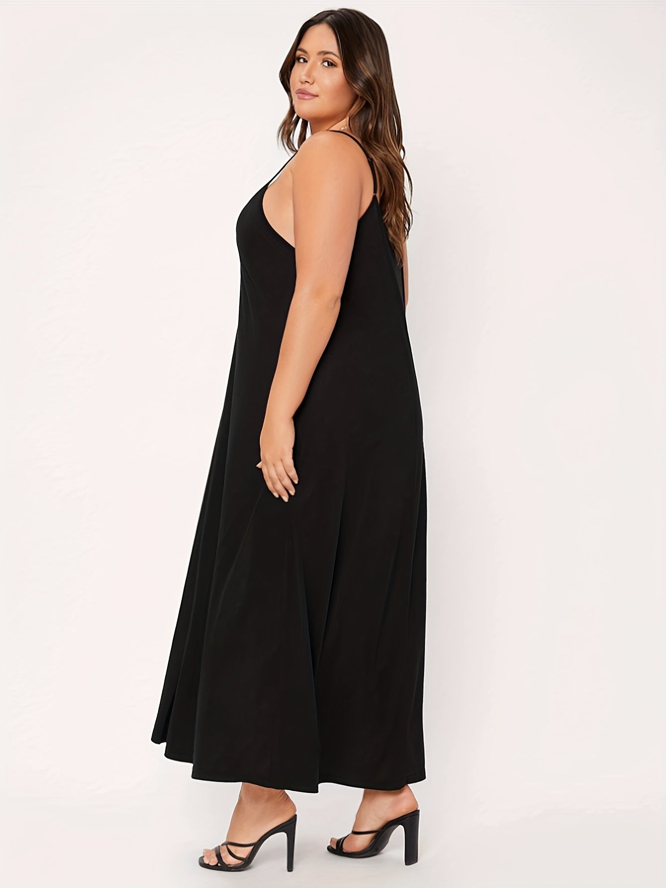 Solid V Neck Backless A-line Maxi Party Dress