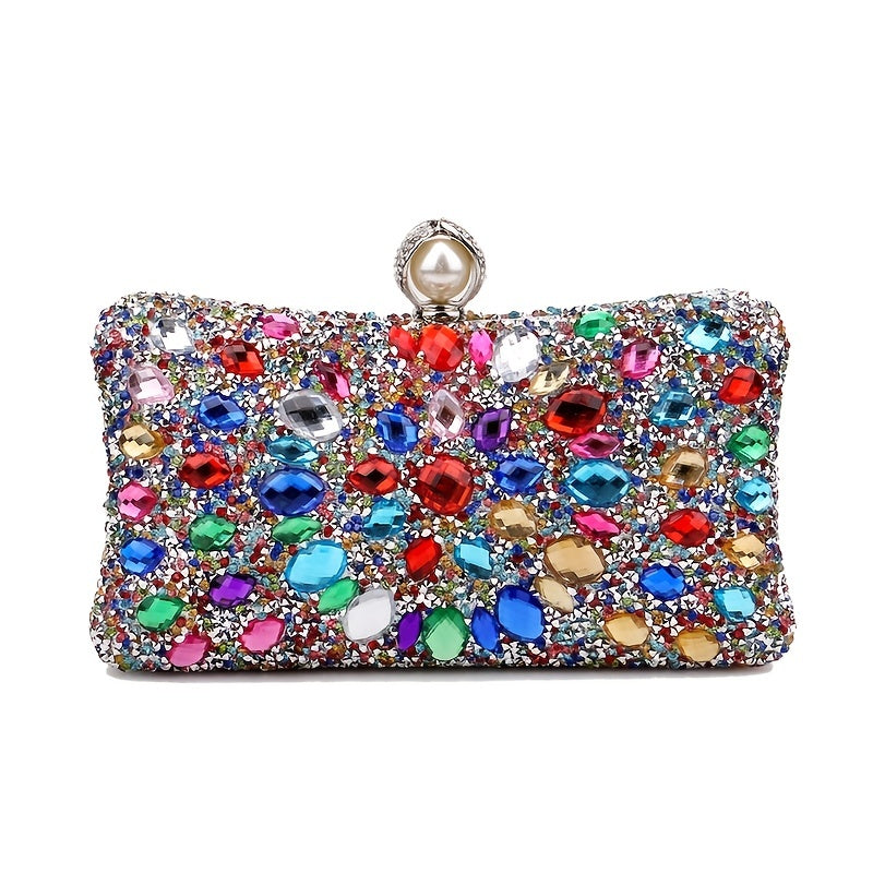 Colorful Rhinestone Clutch Wallet Evening Bag for Women