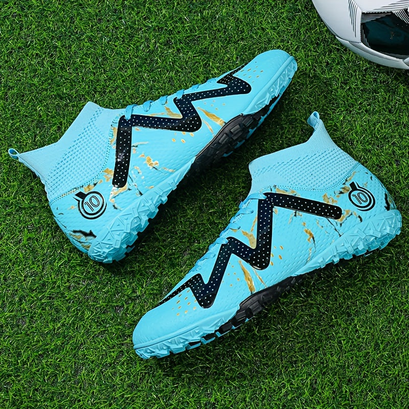 Men's High Top Turf Football Boots Anti-skid Lace-Up TF Soccer Cleats