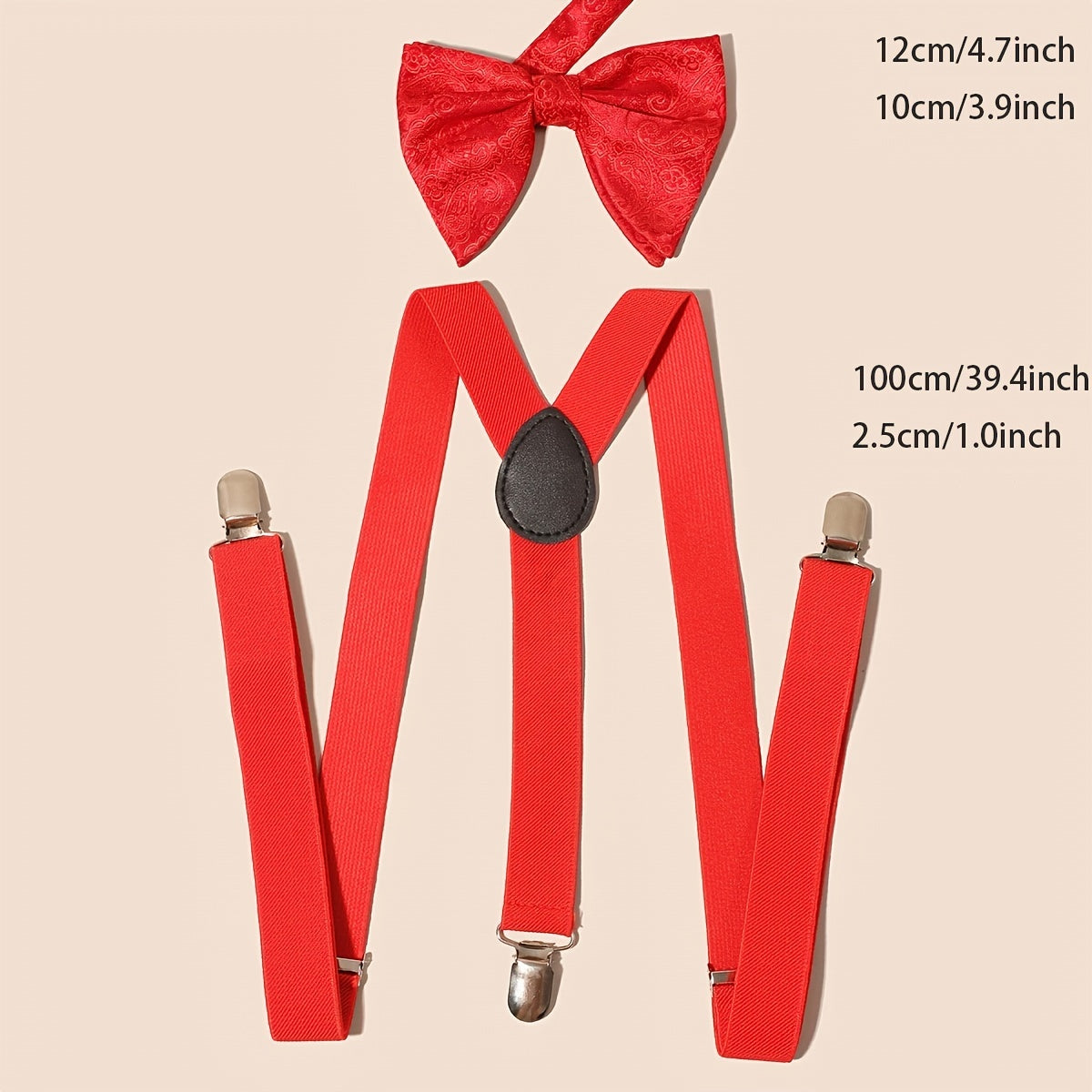 Red Suspenders & Bow Tie Set for Women Men