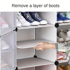 Foldable Shoes Storage Box With Doors, Portable Dustproof Shelf