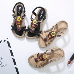 Boho Style Open Toe Sandals for Girls Lightweight Comfortable Anti Slip Sandals