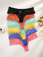 6pcs Women's Lace Thongs Soft & Comfy Panties Lingerie