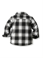 Baby Plaid Shirts Long Sleeve Button Down Blouse Tops For Boys And Girls