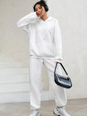 Casual Hoodie & Pants Set w/ Kangaroo Pocket, Drawstring - Women