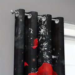 2 Floral Rose Curtains w/ Iron Buckle Multifunctional
