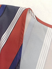 Stripe Print Drawstring Waist Wide Leg Jumpsuit