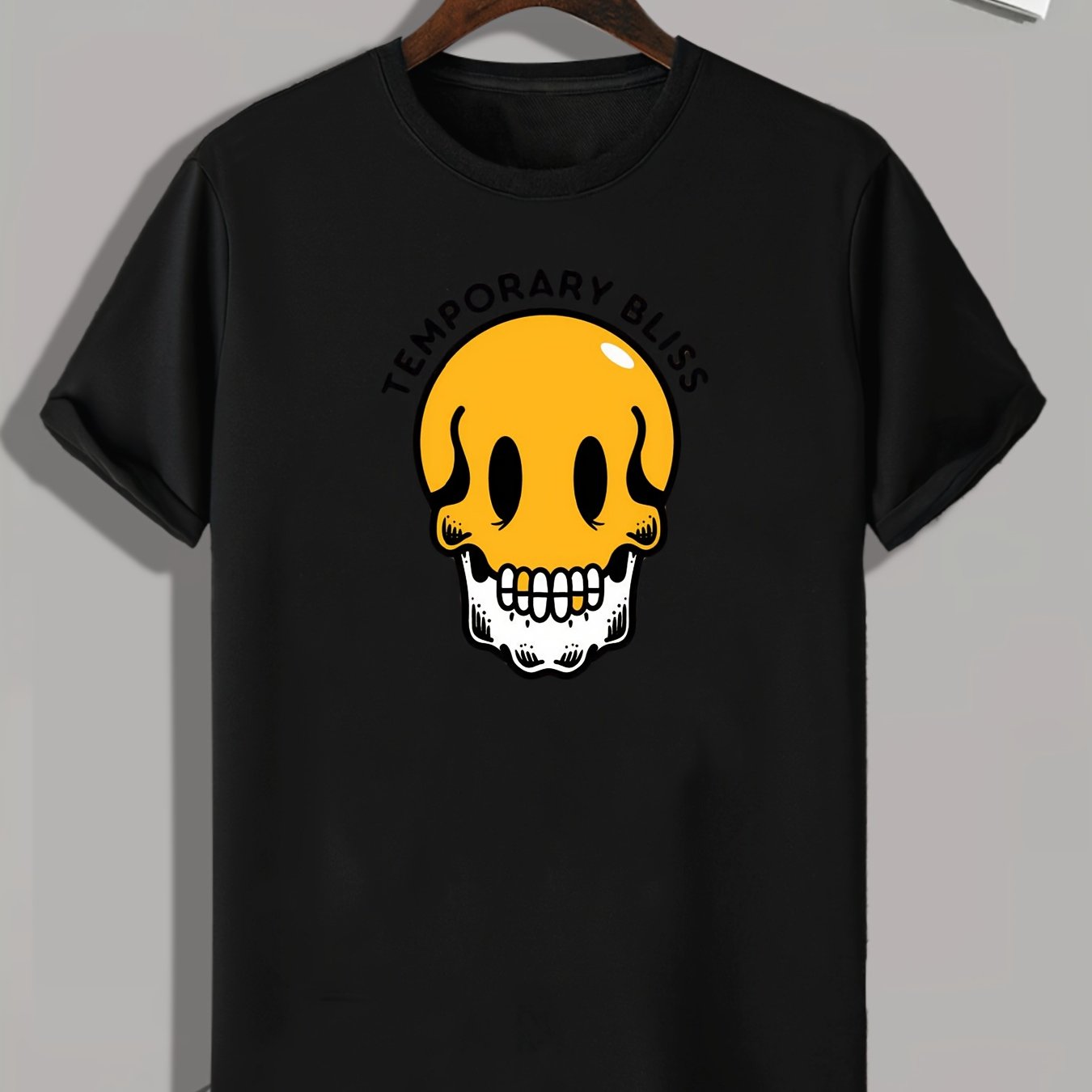 Skull Pattern Print Men's Comfy Sports T shirt Graphic Tee