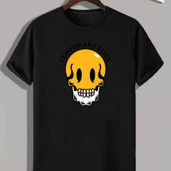 Skull Pattern Print Men's Comfy Sports T shirt Graphic Tee