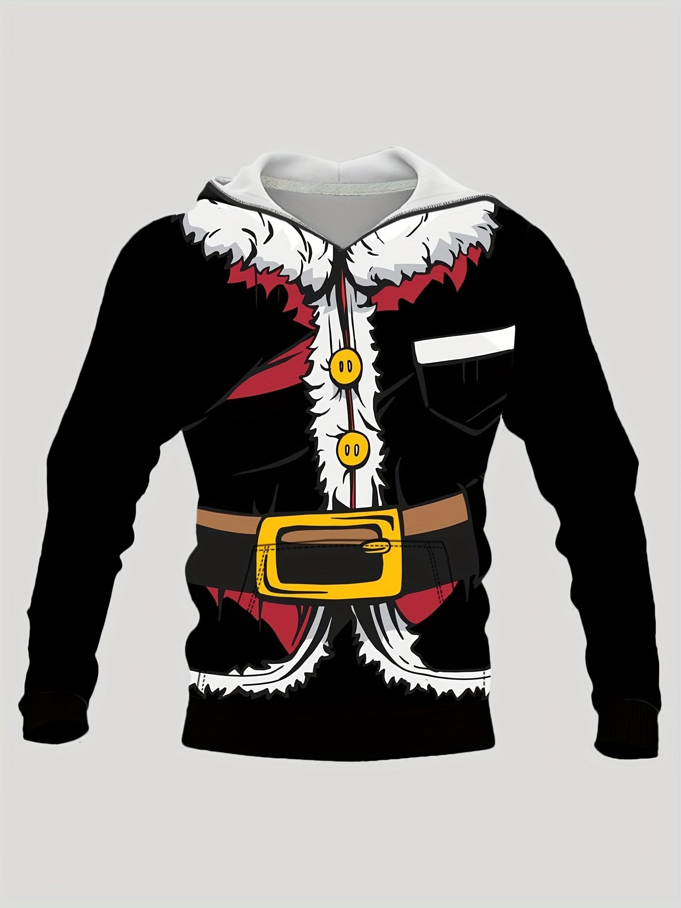 Christmas Deer Print Hoodies For Men Graphic Hoodie With Kangaroo Pocket