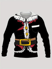 Christmas Deer Print Hoodies For Men Graphic Hoodie With Kangaroo Pocket