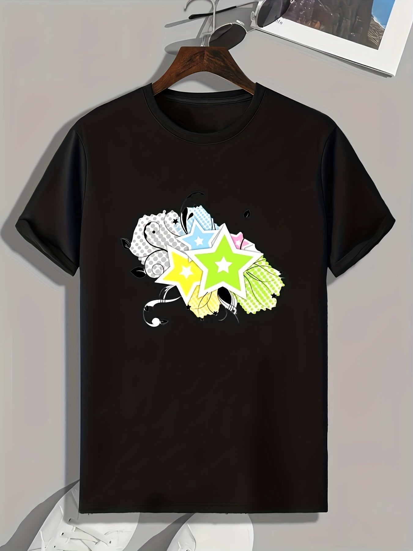 Stars Print Men's Graphic T-shirt Casual Comfy Tees For Summer Mens Clothing