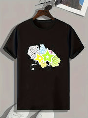 Stars Print Men's Graphic T-shirt Casual Comfy Tees For Summer Mens Clothing