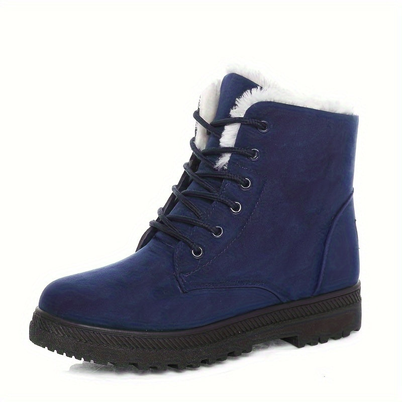 Women's Winter Snow Boots Non Slip Lace Up Thermal Mid Calf Boots