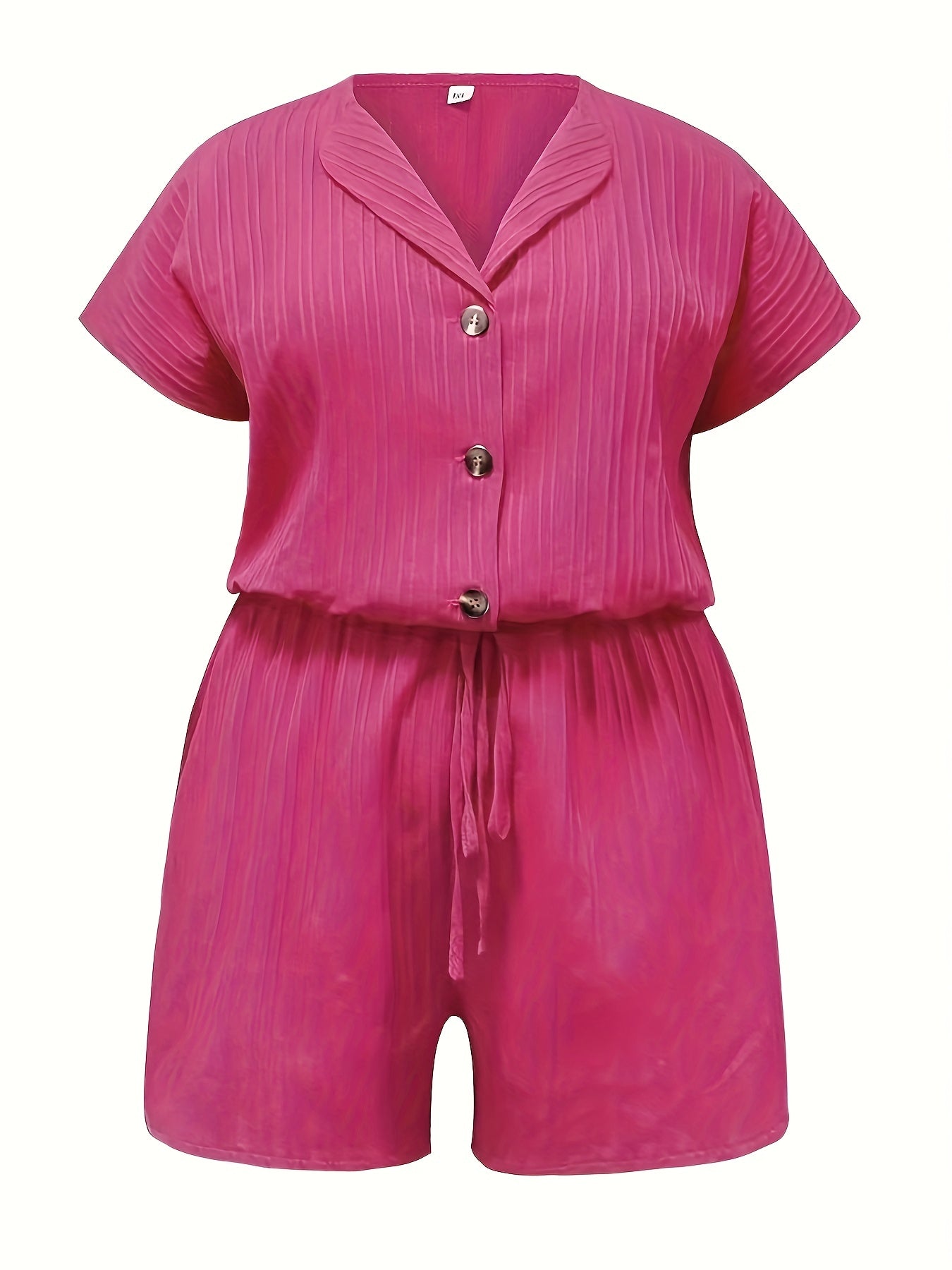 Solid Ribbed Short Sleeve Romper