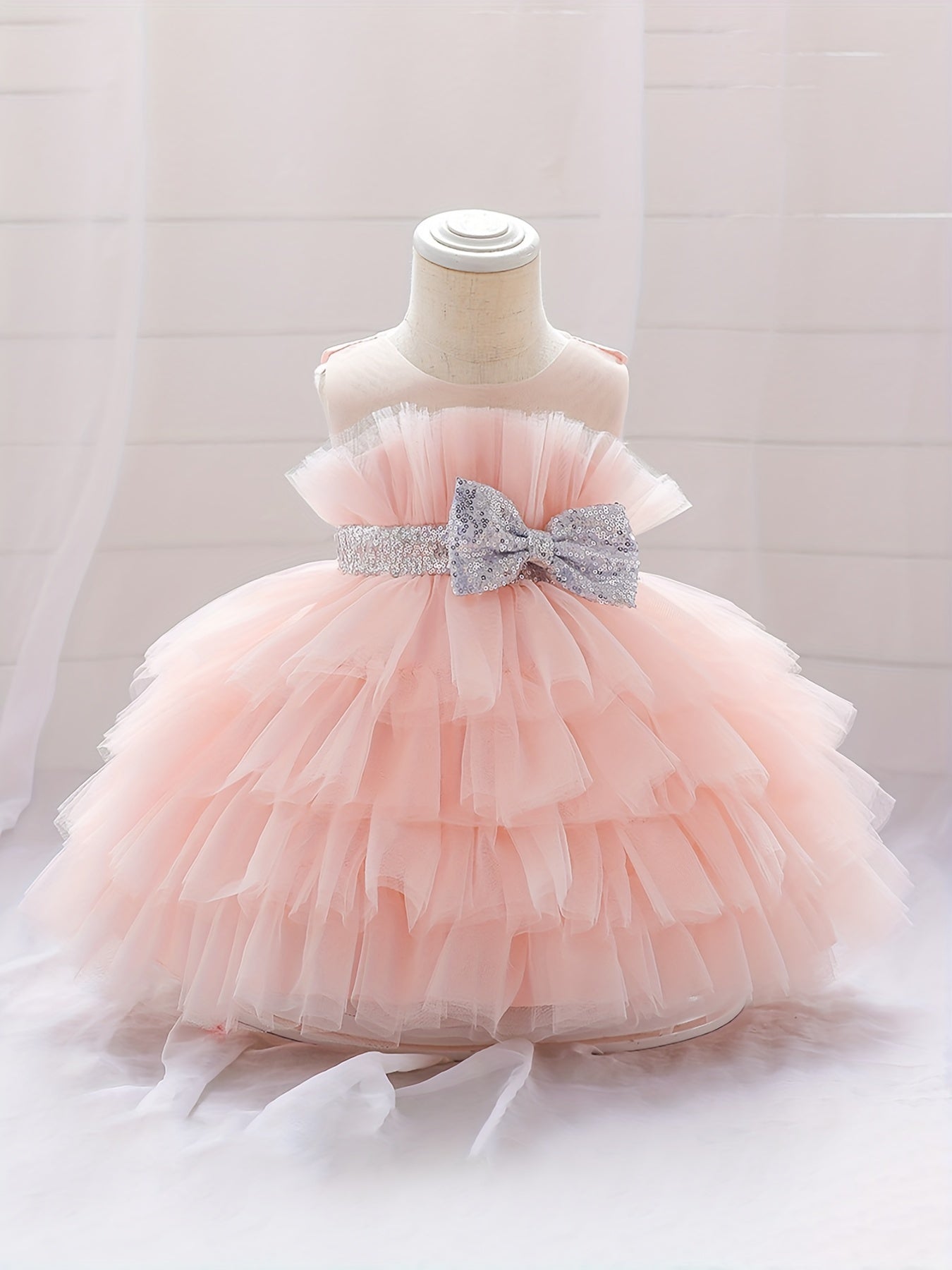 Toddler Girls Birthday Princess Dress Mesh Sleeveless Tutu Dress