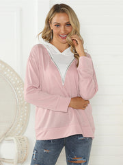 Contrast Zip Hoodie Active Sweatshirt