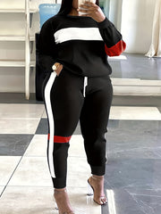 Women's Plus Size Colorblock Sweatshirt & Pants 2 Piece Set