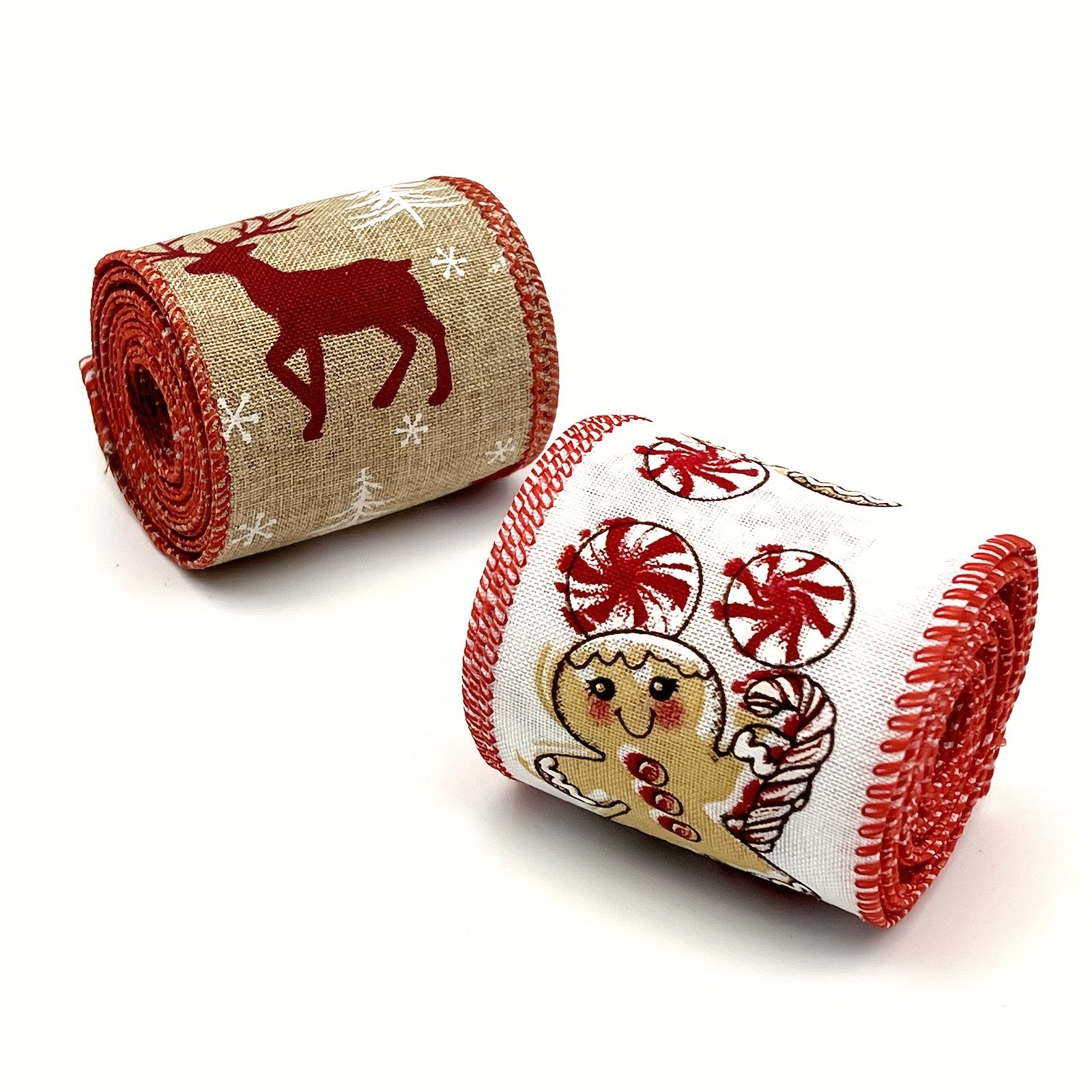 4.57m Christmas Gingerbread Doll Wired Edge Ribbon for Wreaths and Decor