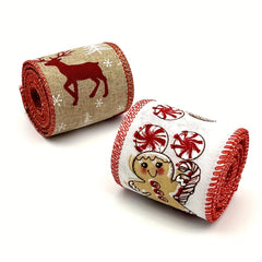 4.57m Christmas Gingerbread Doll Wired Edge Ribbon for Wreaths and Decor