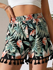 Floral Print Tassel Decor Shorts for Spring & Summer