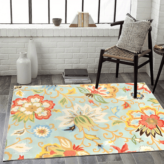 Floral Living Room Rug Area Rugs Machine Washable Non Slip Kitchen Rug