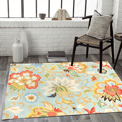 Floral Living Room Rug Area Rugs Machine Washable Non Slip Kitchen Rug