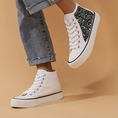 Paisley Print Lightweight High Top Canvas Sneakers