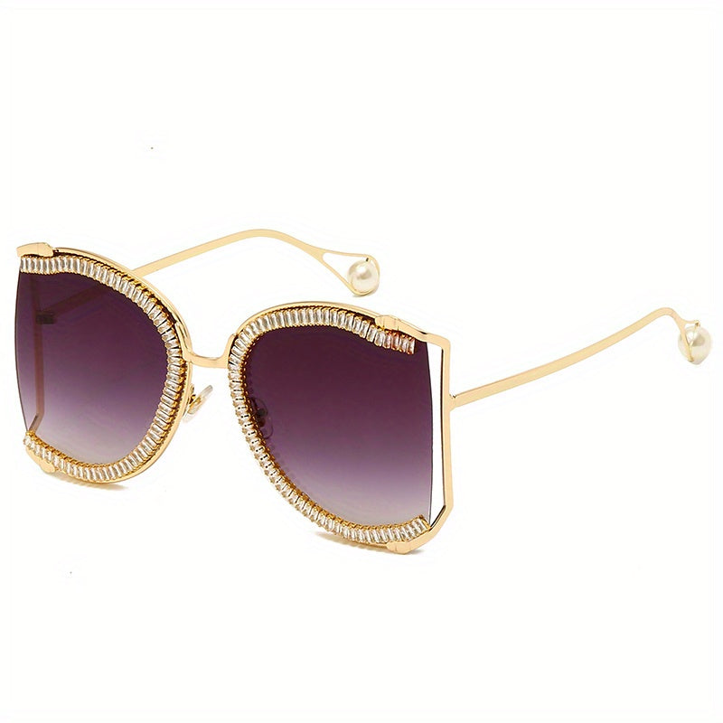Zircon Decor Hollow Sunglasses Gradient Lens UV400
