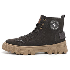 Men's Letter Print Lace Up Casual Boots Anti skid Platform Shoes