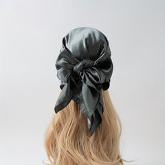 Gray Satin Square Scarf Classic Casual Shawl Women Head Wrap Bandana
